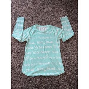 Justice Girls Teal Long‎ sleeve tee size 18/20